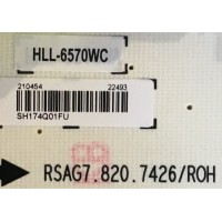 KIT DE TARJETAS HISENSE / MAIN 212258 / RSAG7.820.6715/ROH / 210420 / FUENTE 210454 / RSAG7.820.7426/ROH / HLL-6570WC / T-CON 5565T50C04 / 55.65.T50.C04 / 65T50-C06 / PANEL HD650M5U51-B1\S0\GM\ROH / DISPLAY T650QVN06.1 / MODELO 65H6D